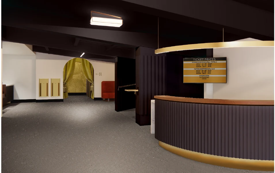 Rendering of the renewed Civic Theatre lobby and ticket desk